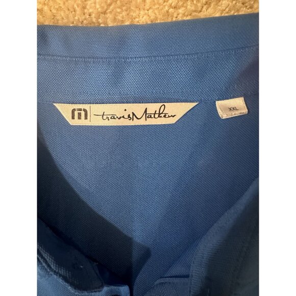 Travis Mathew Polo Shirt Men Size 2XL Blue Golf Club Rugby Pullover Striped - Picture 2 of 6